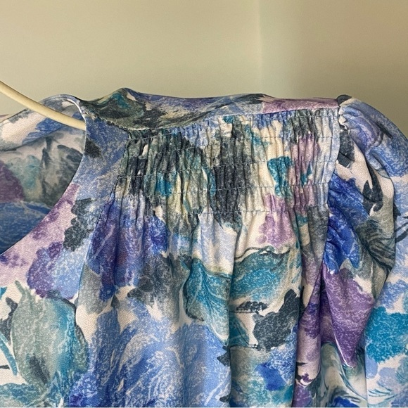 St. Michael 80s Vintage Watercolour Belted Shirt Dress, 3/4 Sleeves, size 12 - Picture 4 of 16